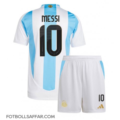 Argentina Lionel Messi #10 Hemmadräkt Barn Copa America 2024 Kortärmad (+ Korta byxor)